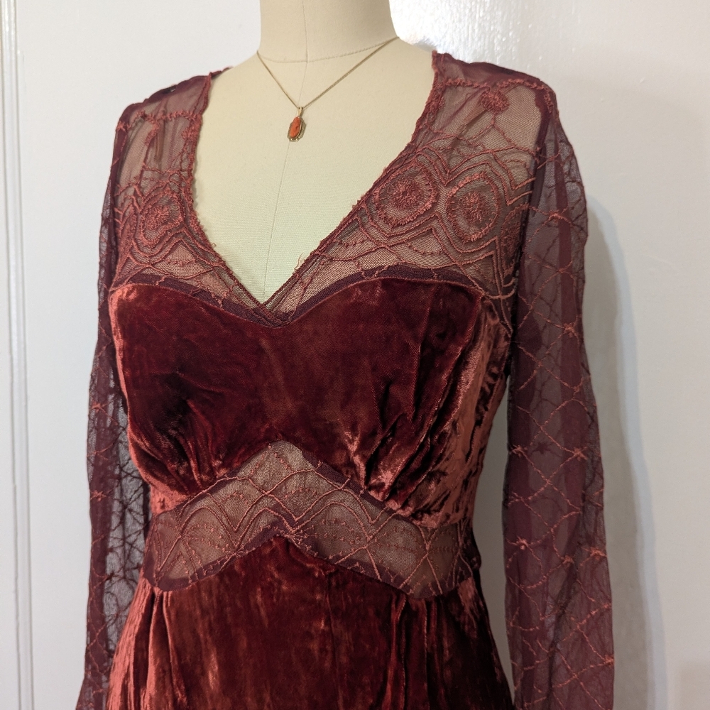 Beautiful rust orange Steffi Dobribt Edwardian-style dress - Picture 5 of 8